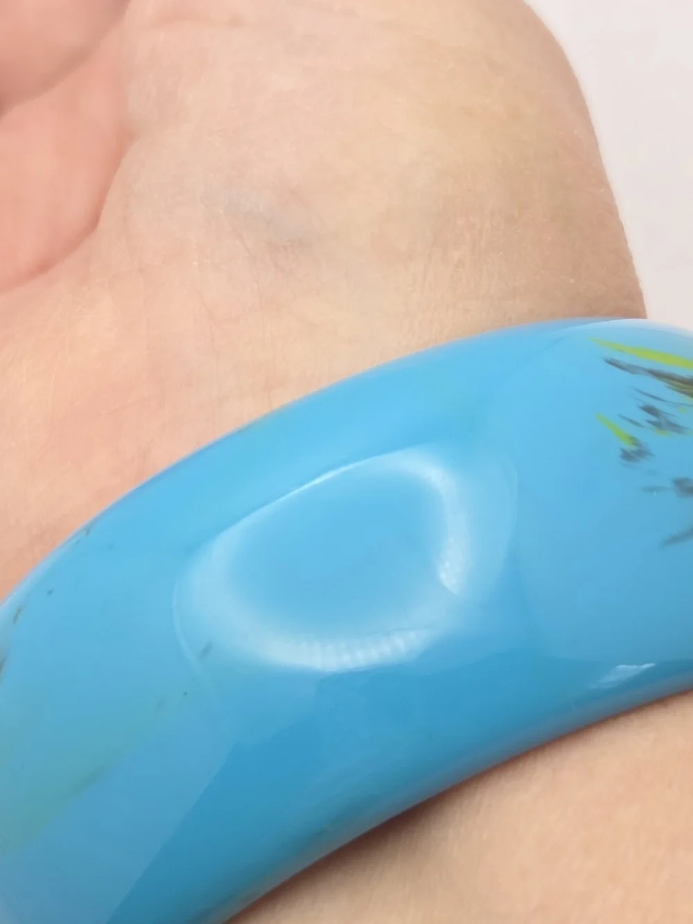Vintage Marbled Turquoise Blue Chunky Resin Bangle Bracelet Wide Statement Cuff